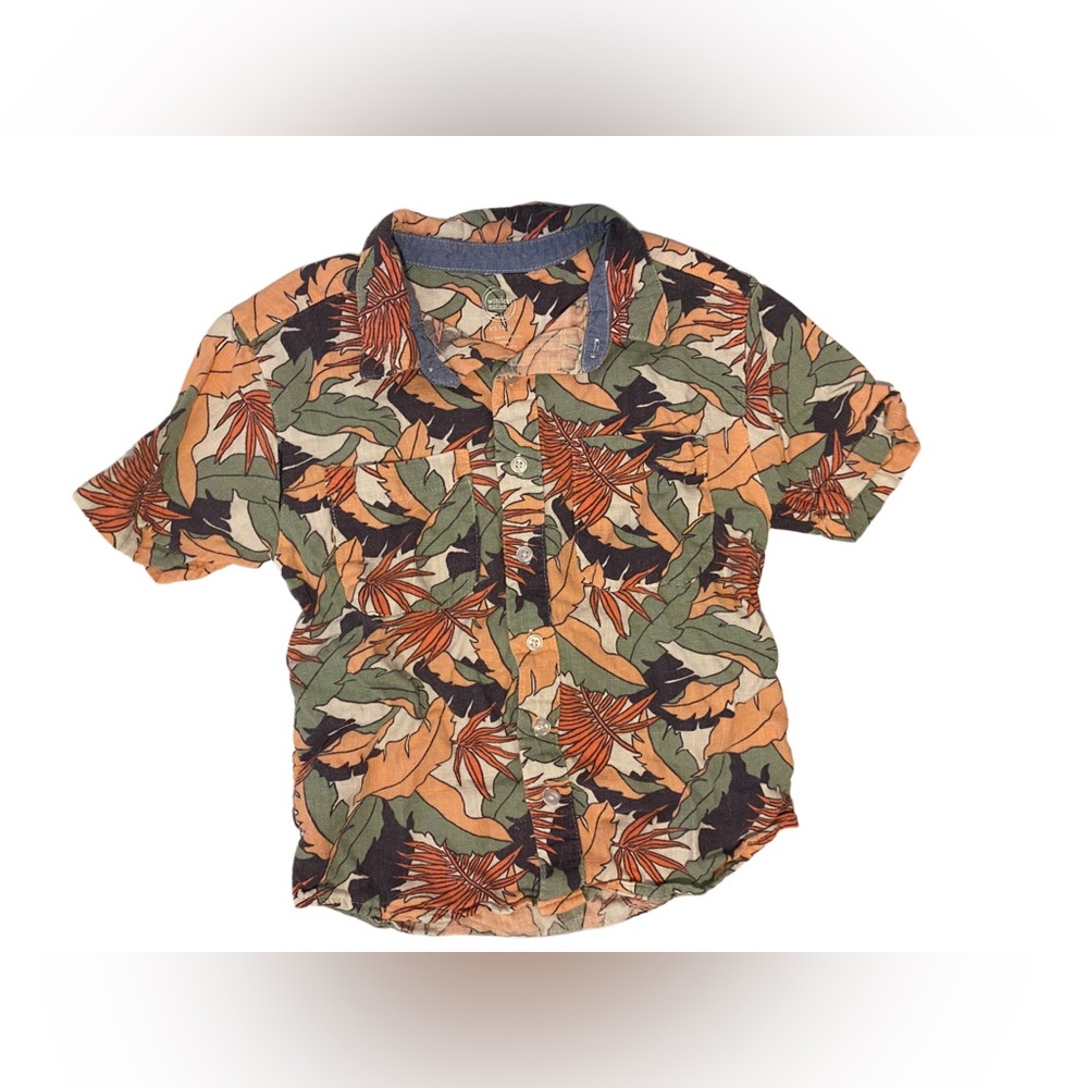 Boys Wonder Nation Hawaiian tropical Short sleeve button down shirt
